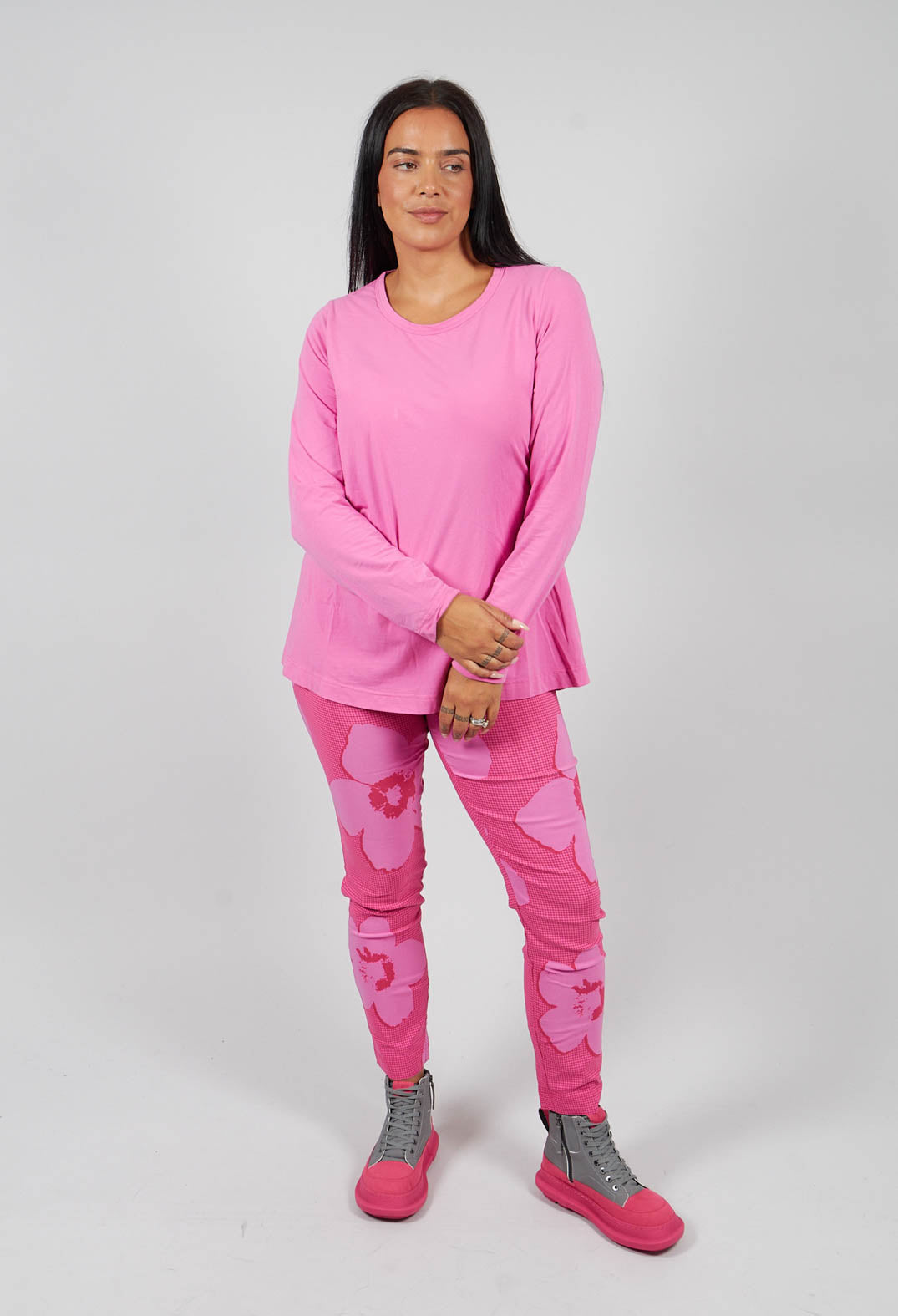Long Sleeve T-Shirt with Tulip Hem in Lily - 3470509