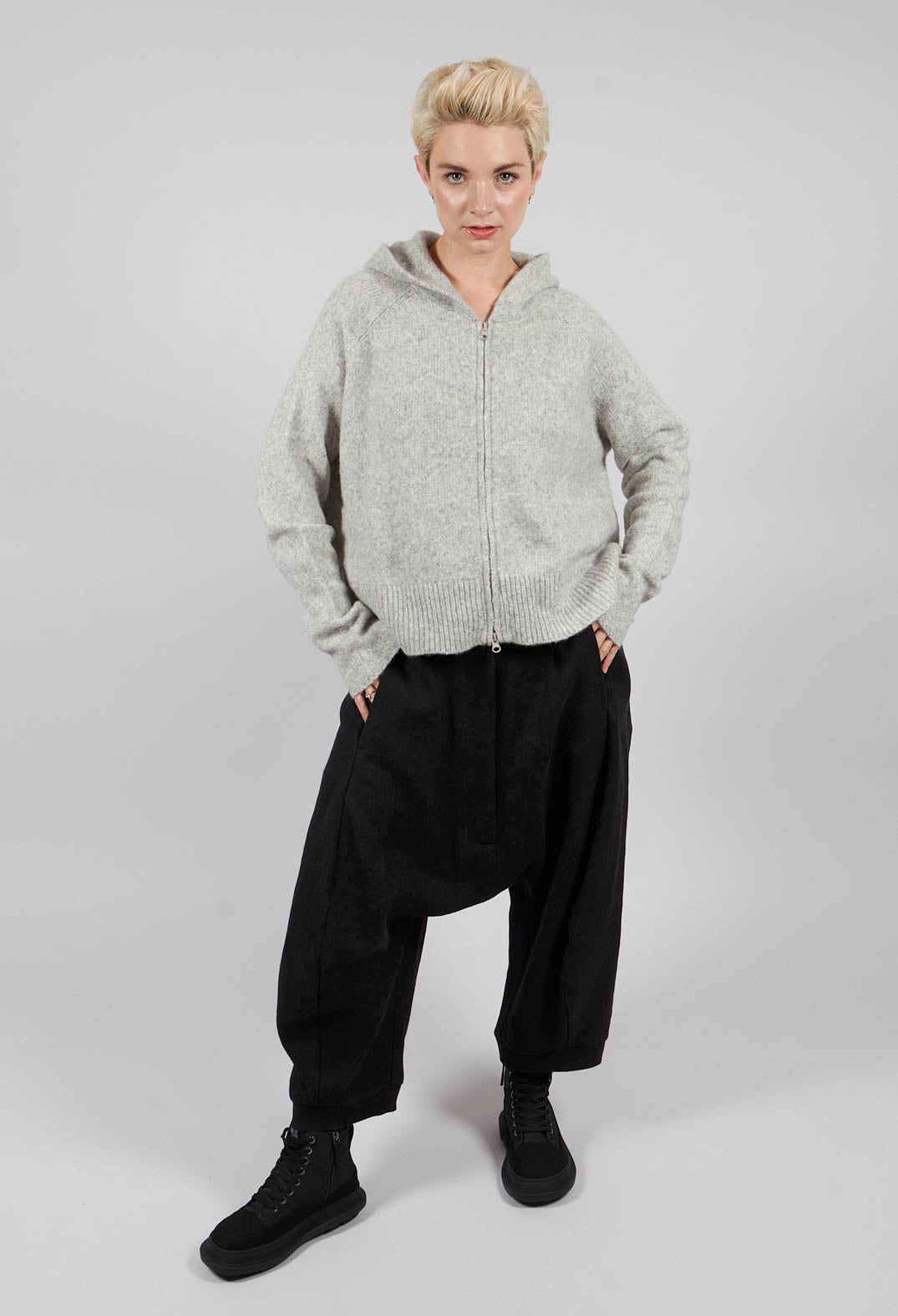 Cardigan with Hood in Light Grey - 3487103