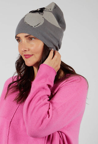 Slouch Fit Beanie Hat in Dark Grey Jacquard - 3594605