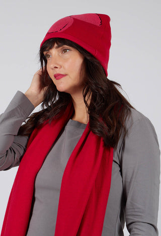 Slouch Fit Beanie Hat in Rose Jacquard - 3594605