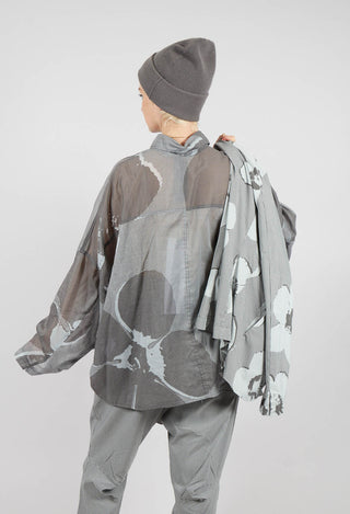 Relaxed Cotton Shirt in Dark Grey Print - 3600401