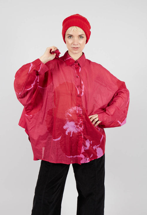 Relaxed Cotton Shirt in Rose Print - 3600401