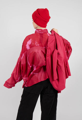 Relaxed Cotton Shirt in Rose Print - 3600401