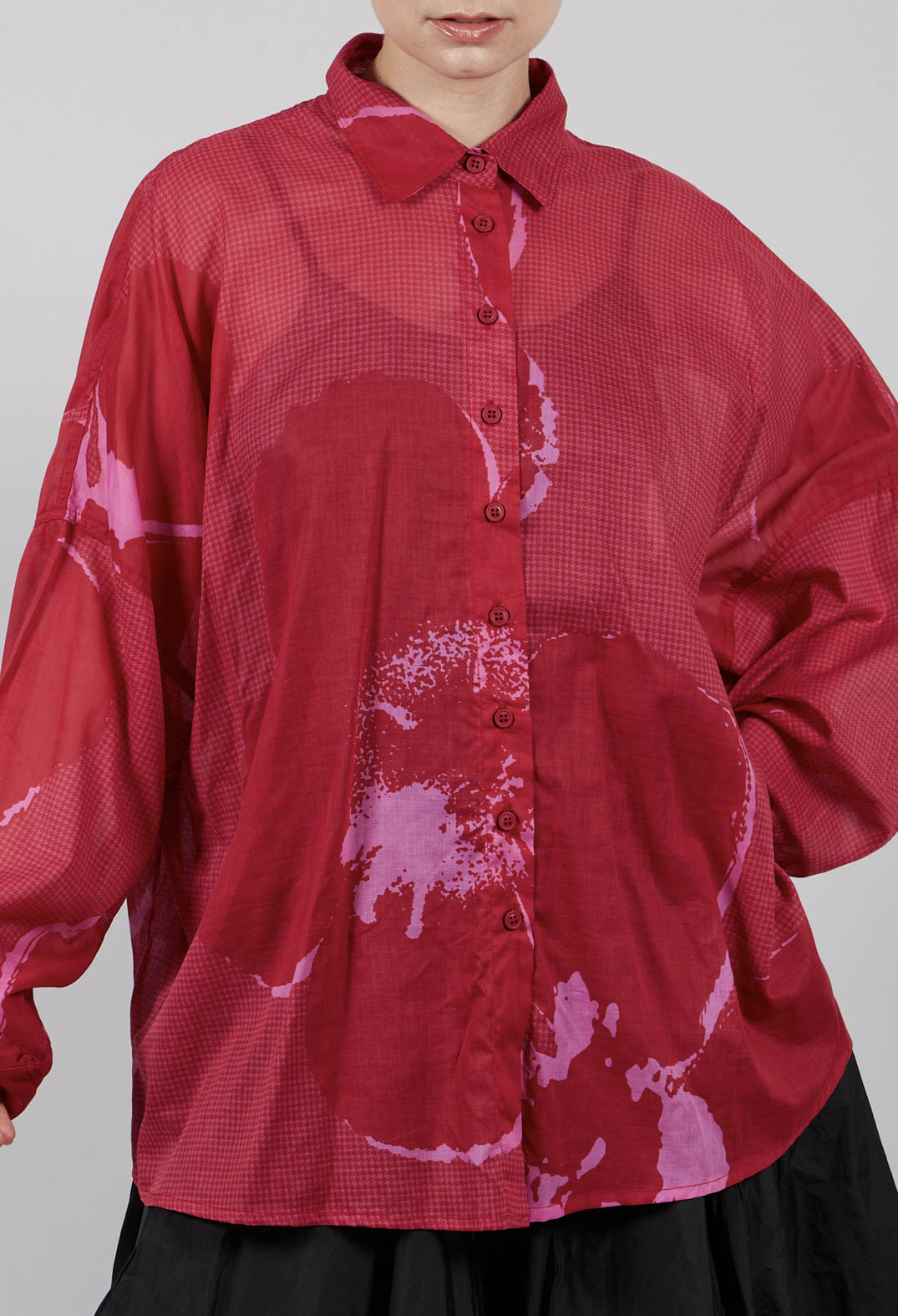 Relaxed Cotton Shirt in Rose Print - 3600401