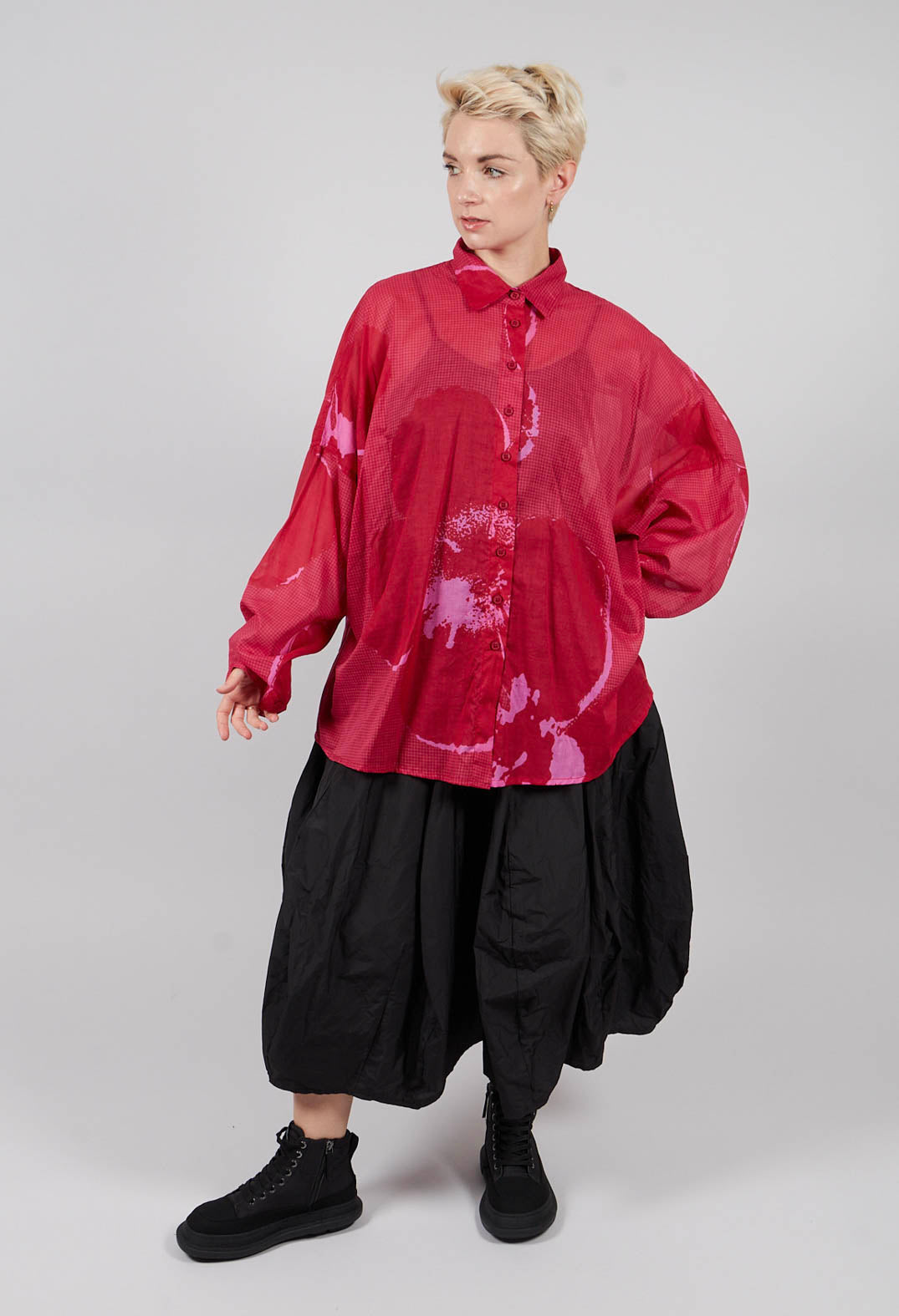 Relaxed Cotton Shirt in Rose Print - 3600401