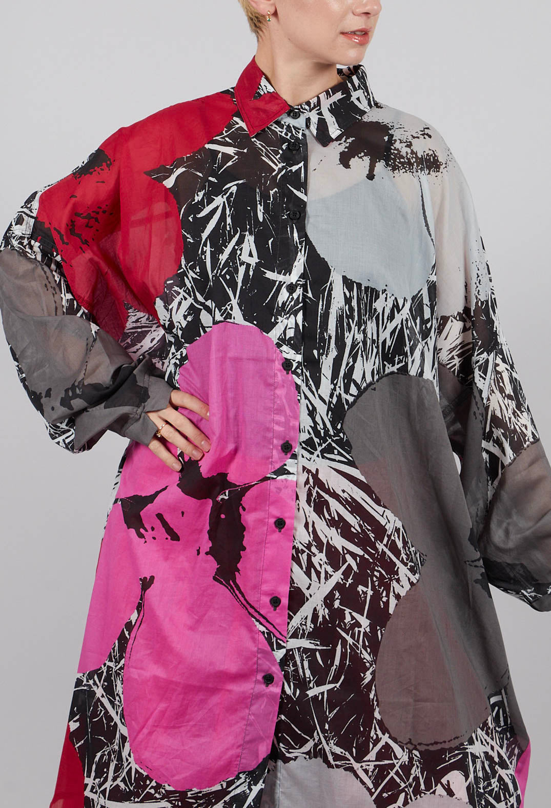 Relaxed Cotton Shirt Dress in Colourful - 3600902