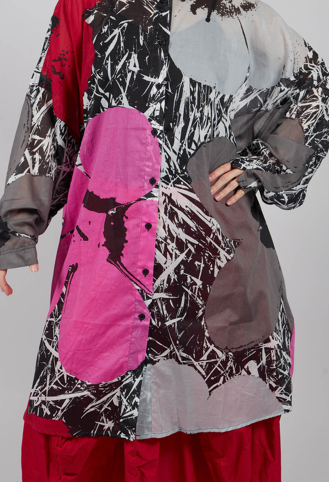 Relaxed Cotton Shirt Dress in Colourful - 3600902