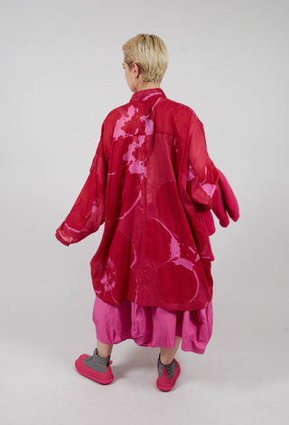 Relaxed Cotton Shirt Dress in Rose Print - 3600902