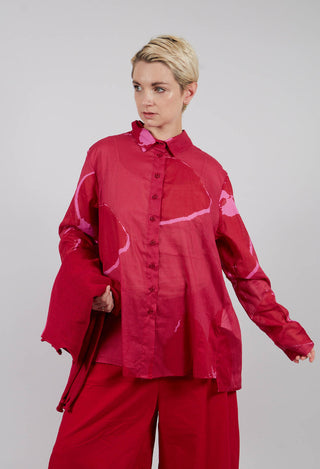 Pleated Back Cotton Shirt in Rose Print - 3600404