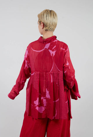 Pleated Back Cotton Shirt in Rose Print - 3600404