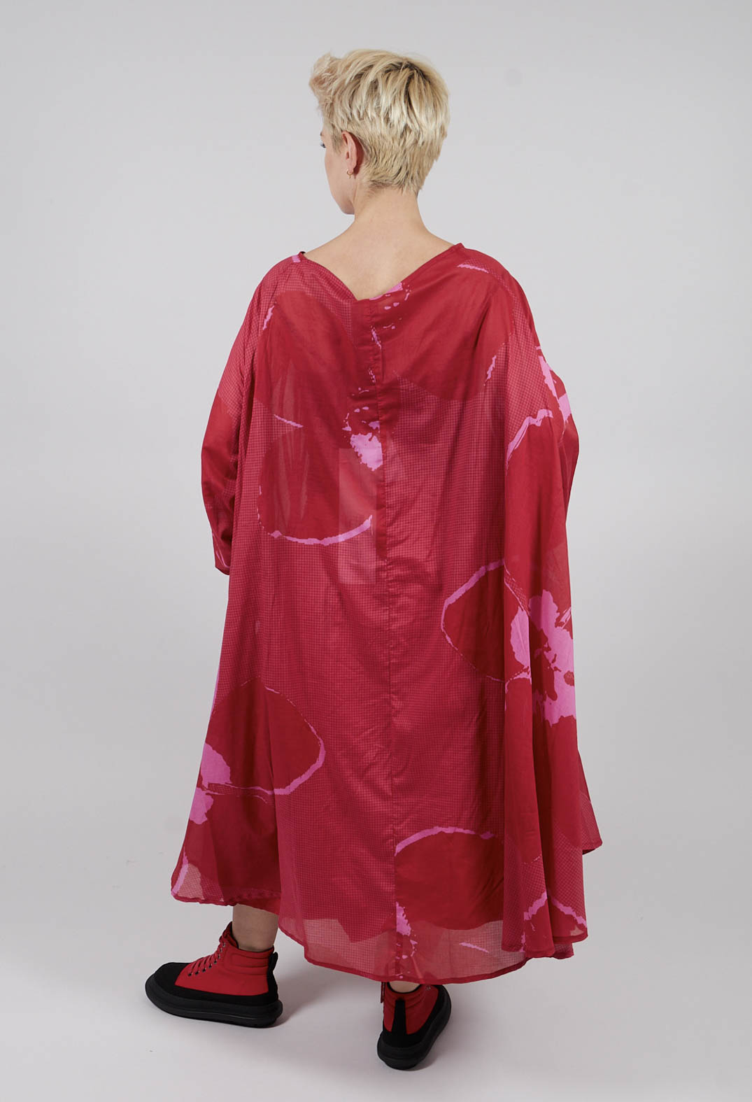 Oversized Cotton Dress in Rose Print - 3600905