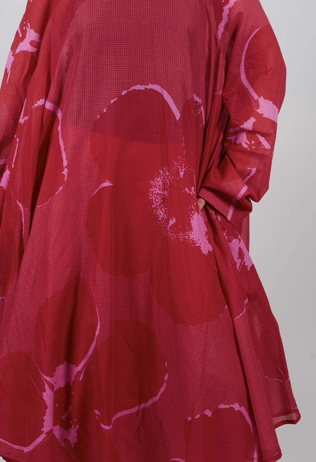 Oversized Cotton Dress in Rose Print - 3600905
