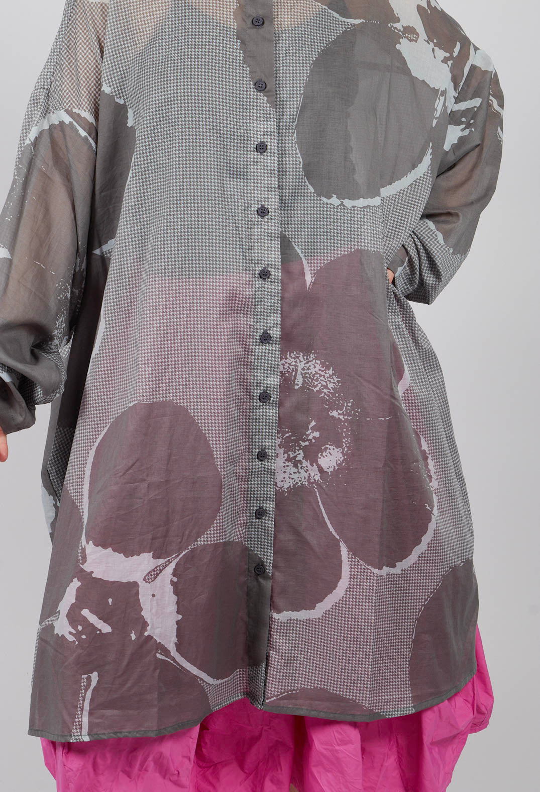 Oversized Shirt Dress in Dark Grey Print - 3600907