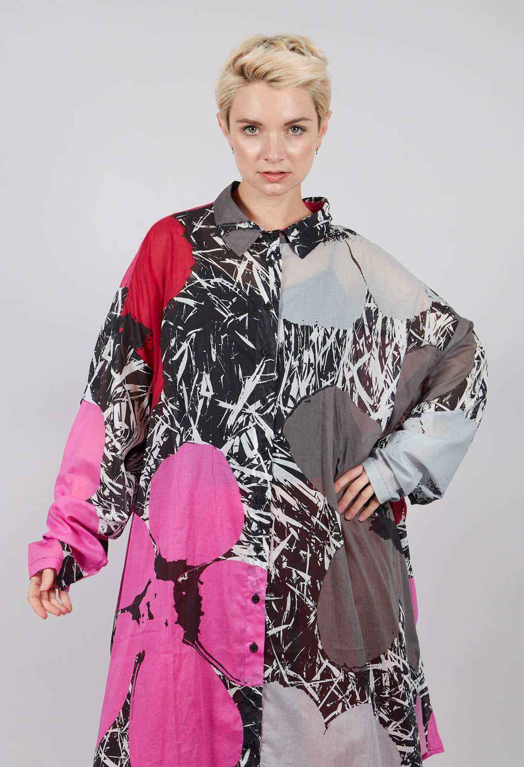 Oversized Shirt Dress in Colourful - 3600907