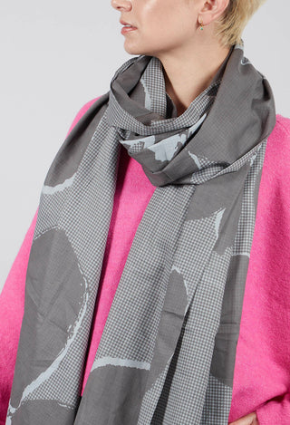 Oversized Lightweight Scarf in Dark Grey Print - 3601408