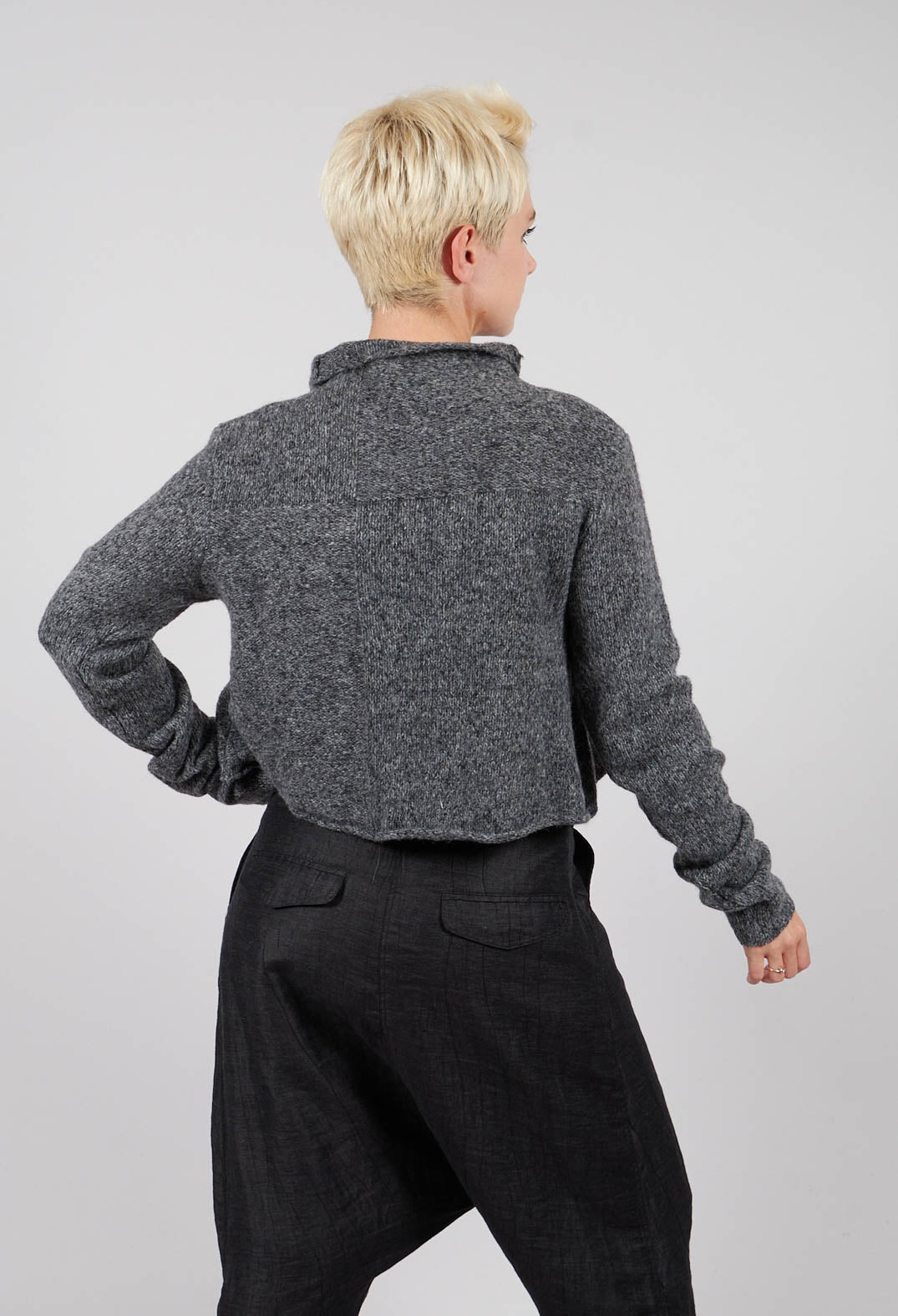 Button Through Cardigan in Dark Grey - 3617103