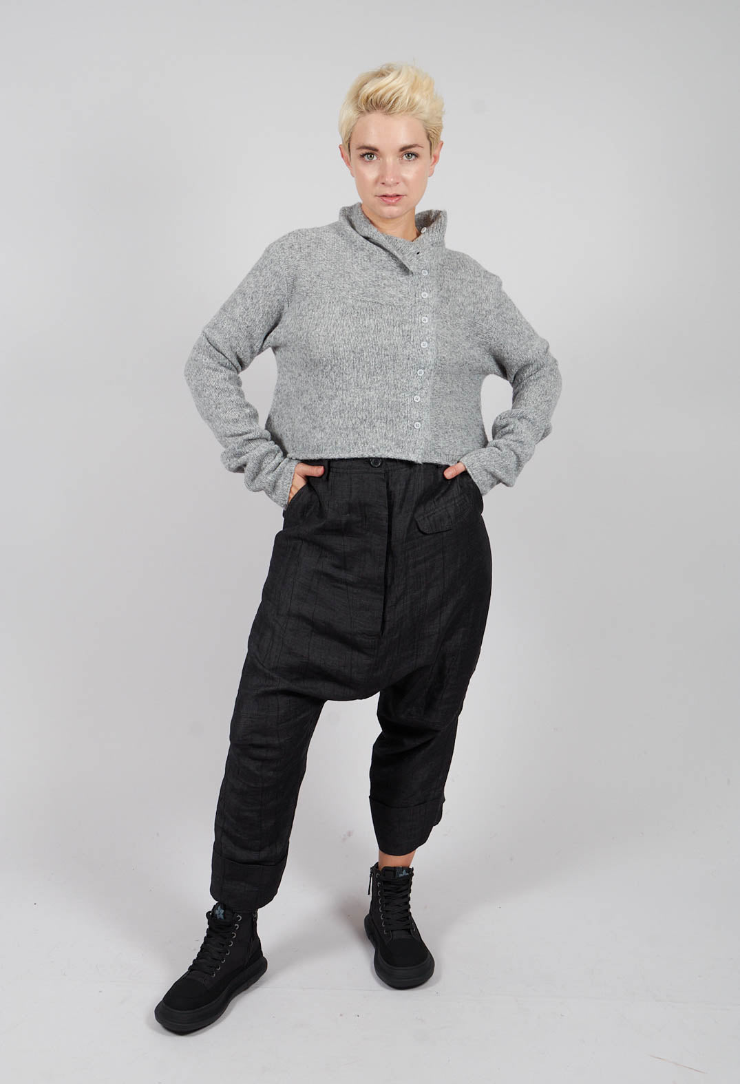 Button Through Cardigan in Light Grey - 3617103
