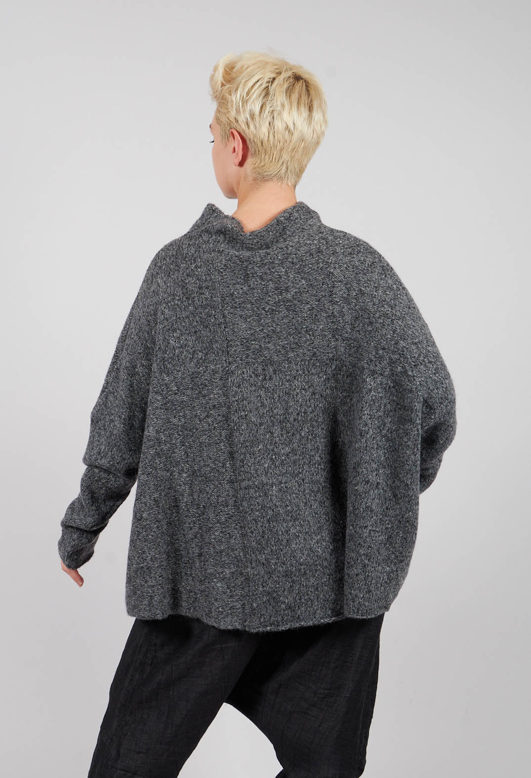 Relaxed High Neck Jumper in Dark Grey - 3610704