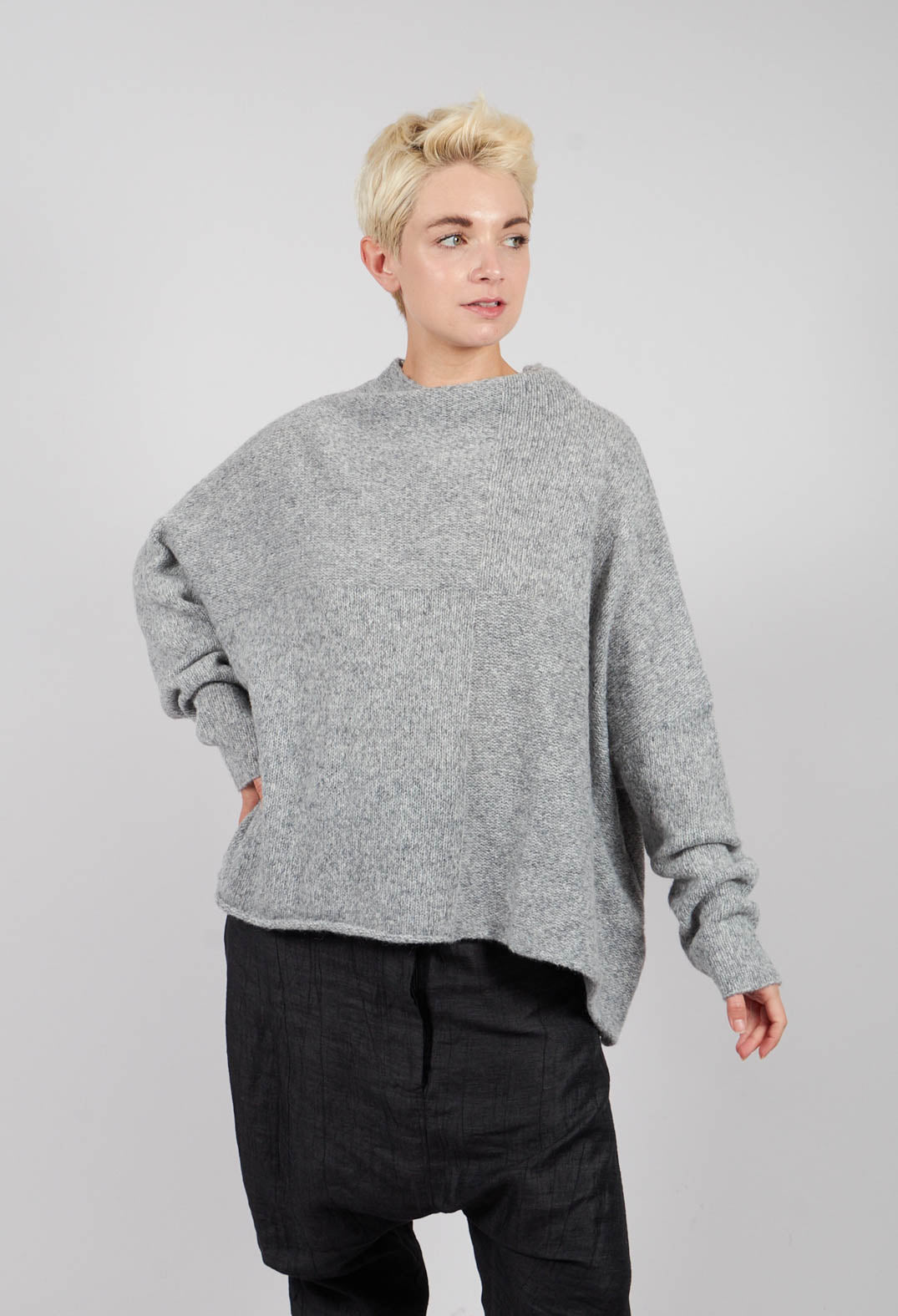 Relaxed High Neck Jumper in Light Grey - 3610704