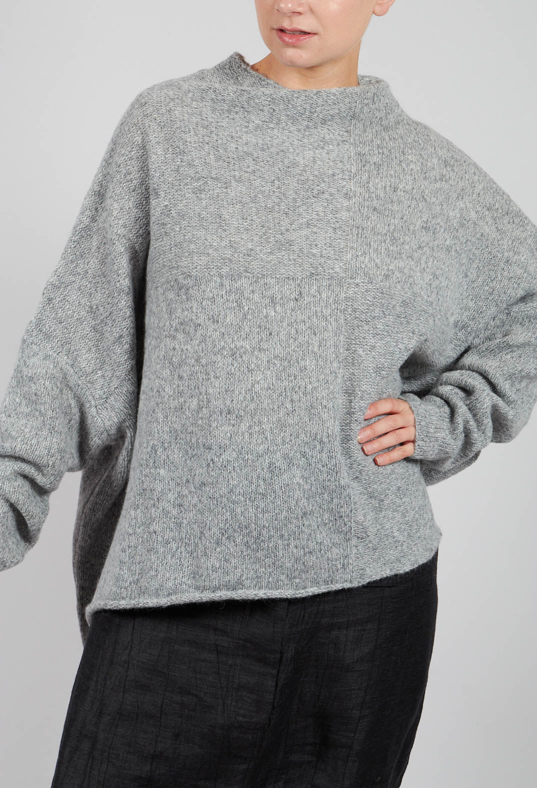 Relaxed High Neck Jumper in Light Grey - 3610704