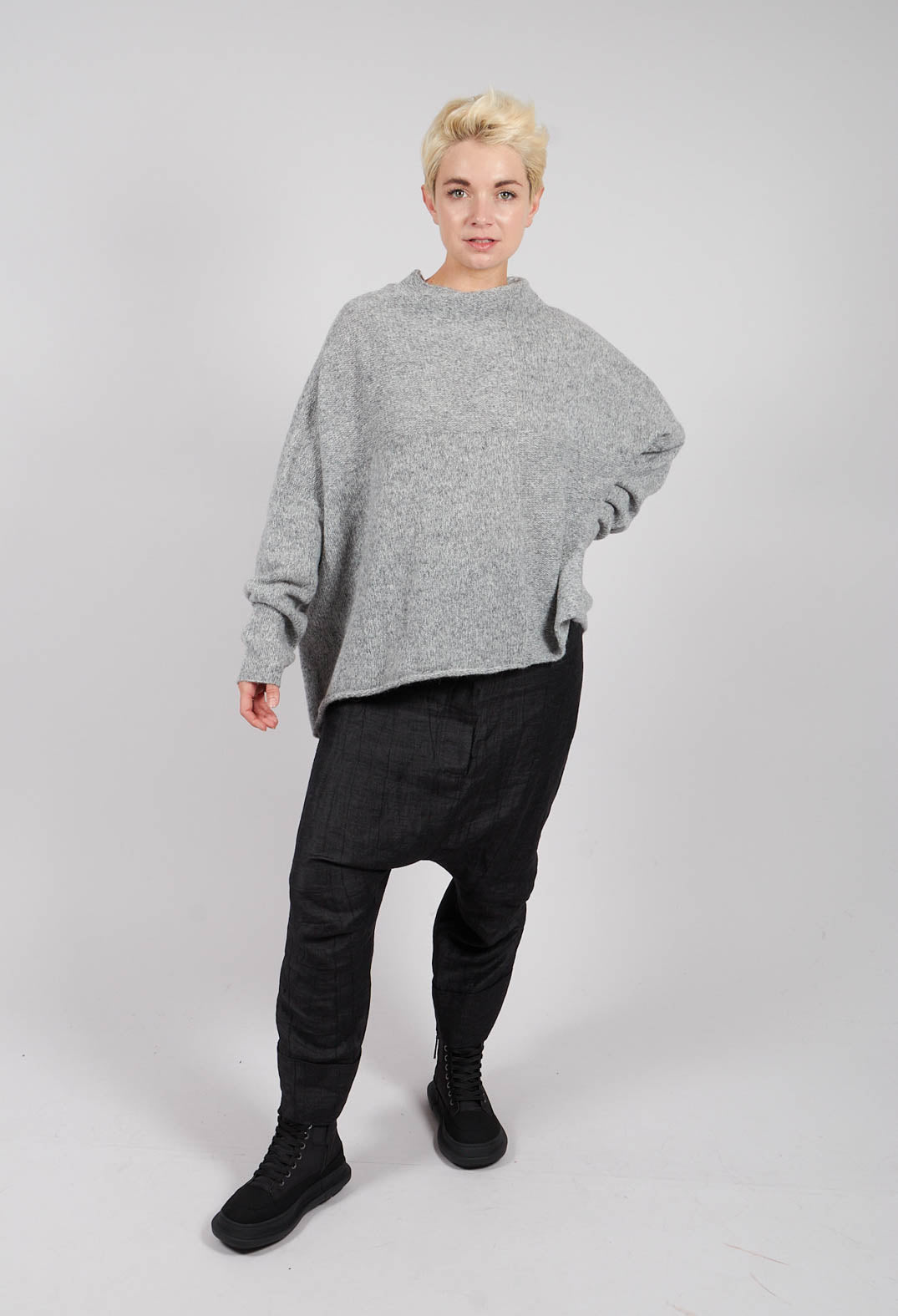Relaxed High Neck Jumper in Light Grey - 3610704