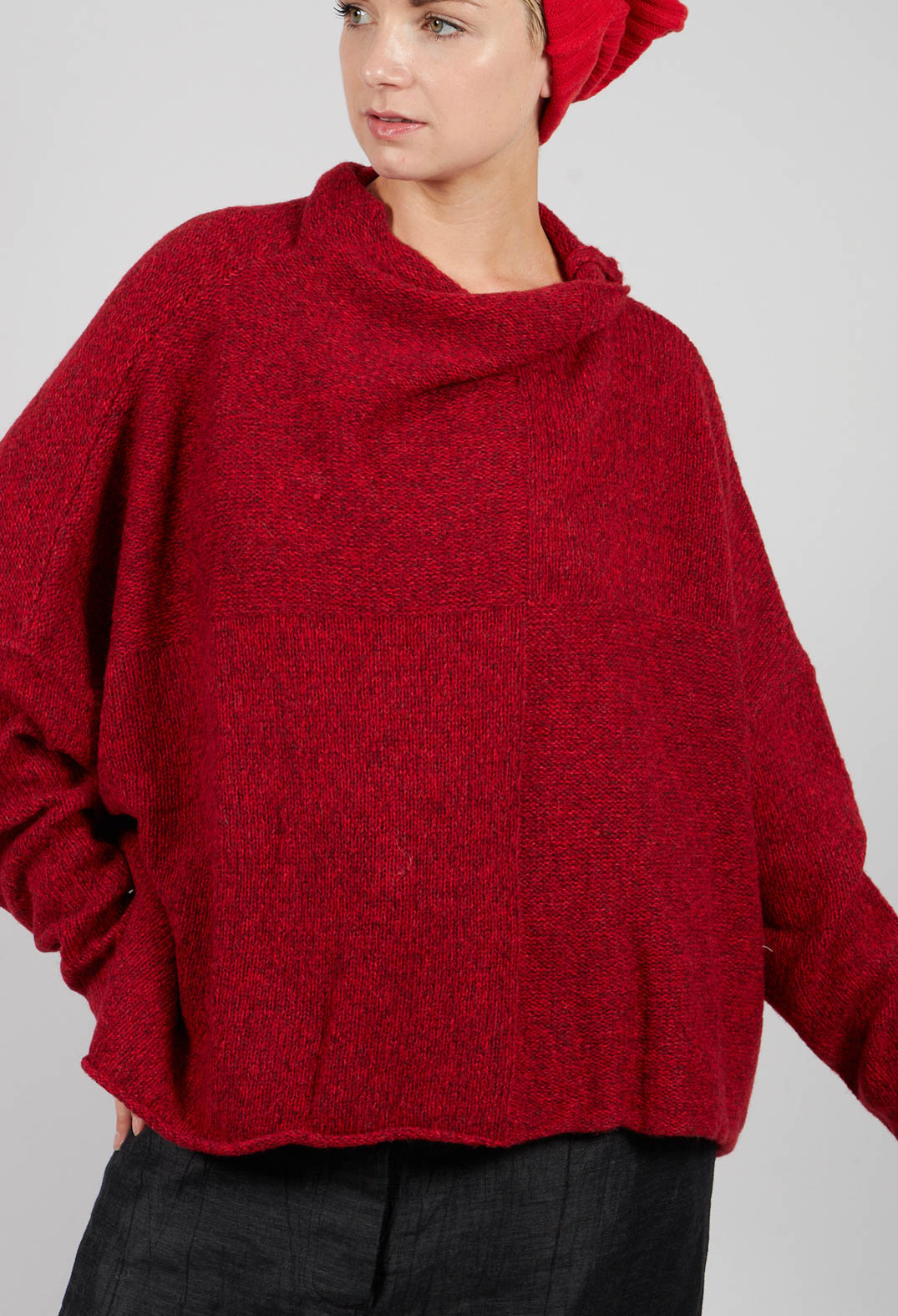 Relaxed High Neck Jumper in Rose - 3610704