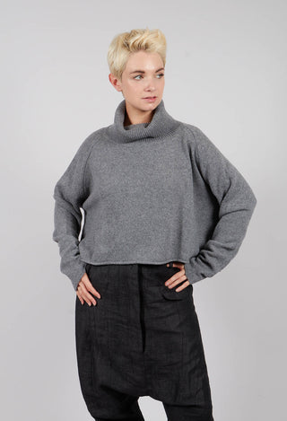 Short Fit Roll Neck Jumper in Dark Grey - 3620702