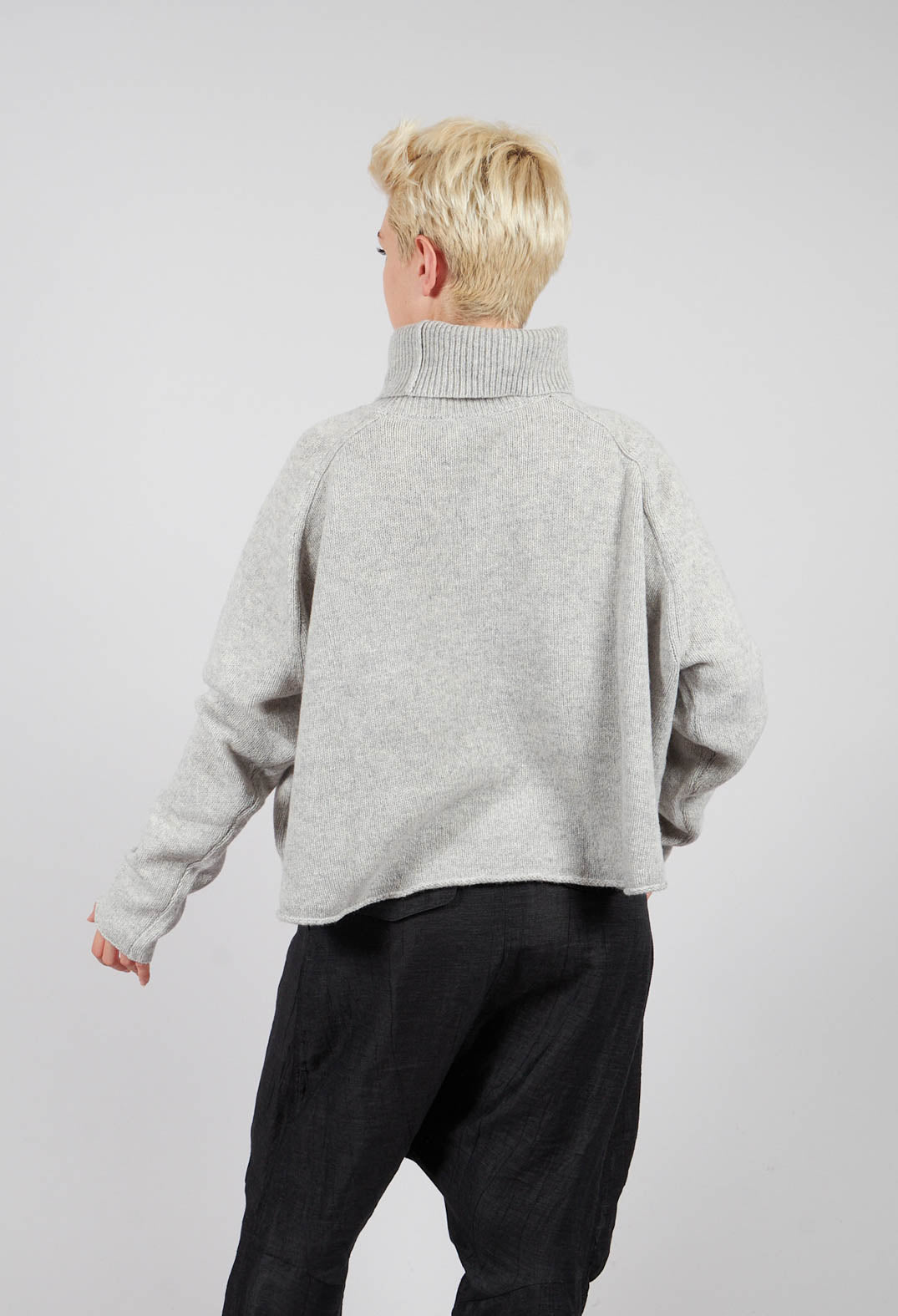 Short Fit Roll Neck Jumper in Light Grey - 3620702