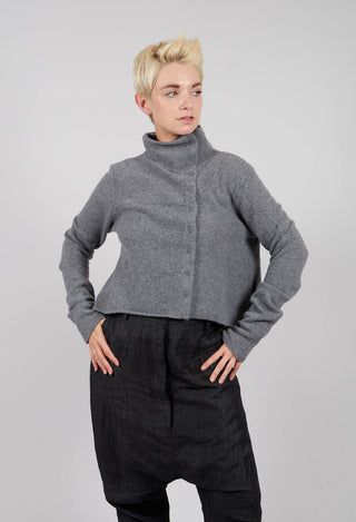 Short Button Through Cardigan in Dark Grey - 3627103