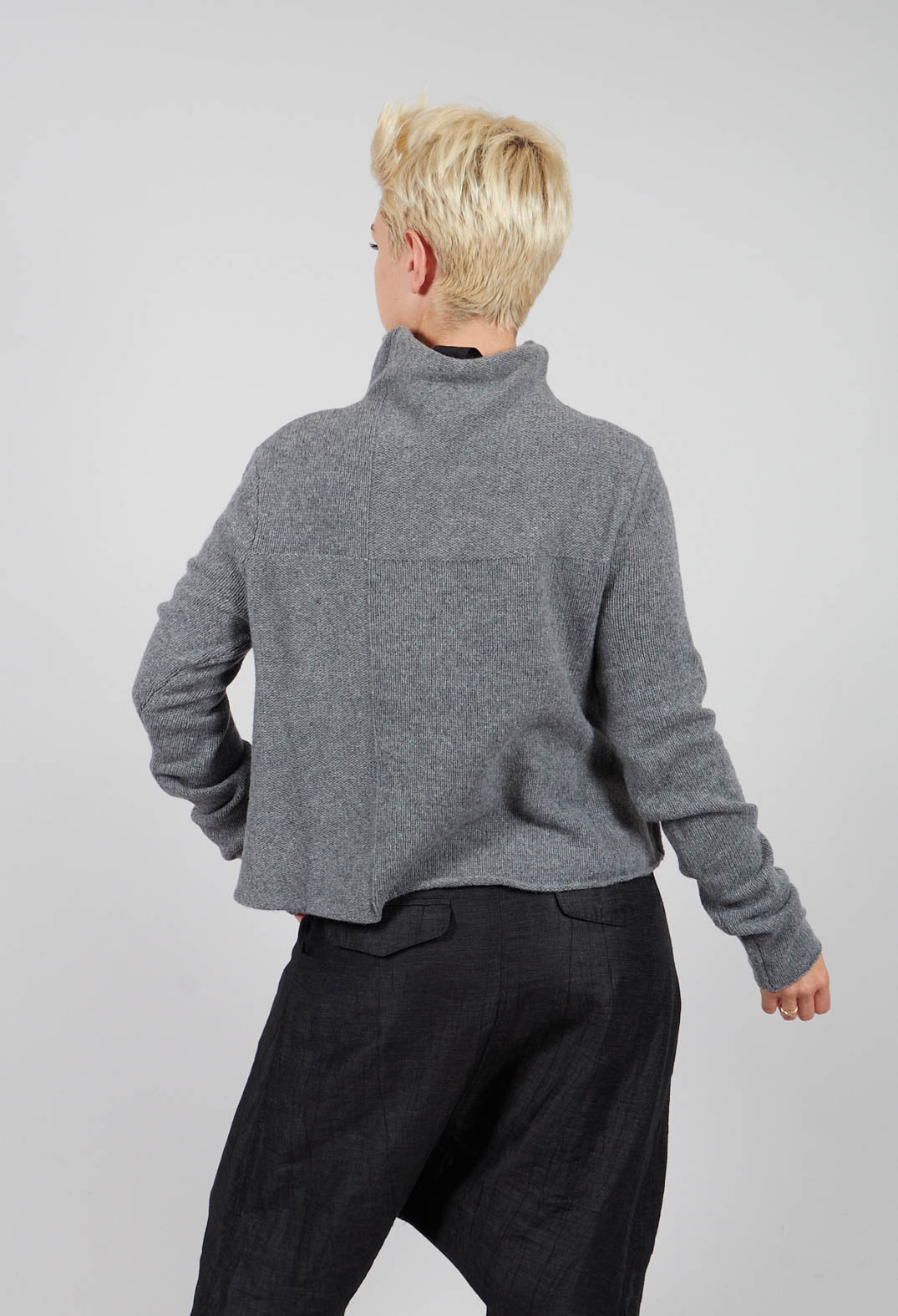 Short Button Through Cardigan in Dark Grey - 3627103