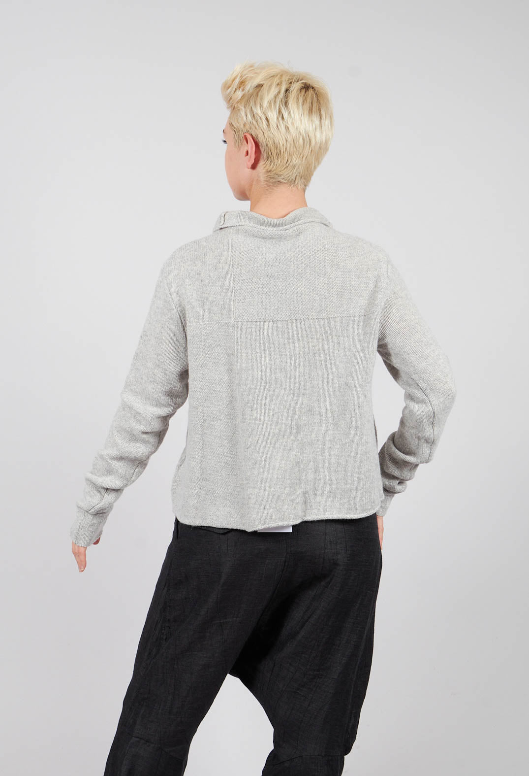 Short Button Through Cardigan in Light Grey - 3627103