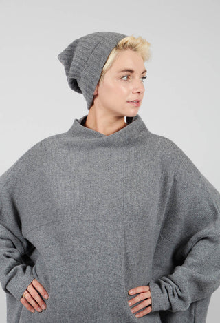 Ribbed Knit Beanie Hat in Dark Grey - 3624606