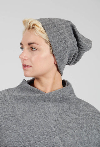 Ribbed Knit Beanie Hat in Dark Grey - 3624606