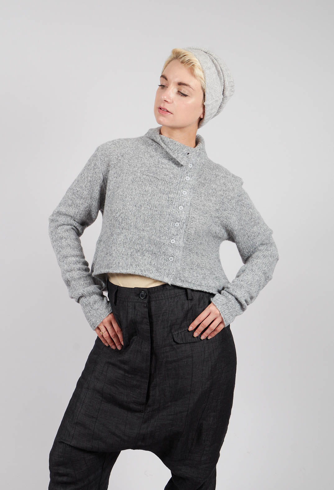 Ribbed Knit Beanie Hat in Light Grey - 3624606