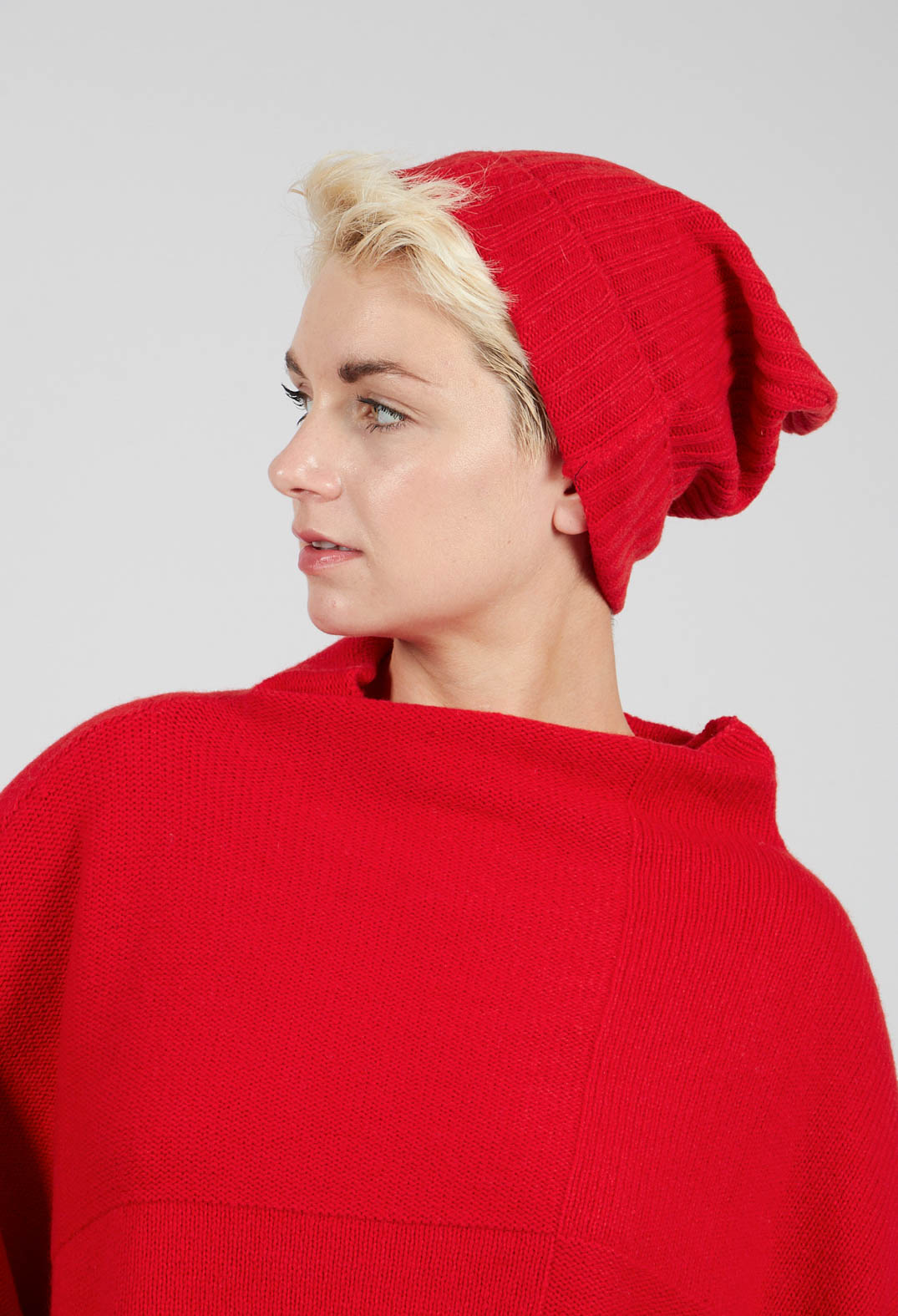 Ribbed Knit Beanie Hat in Rose - 3624606