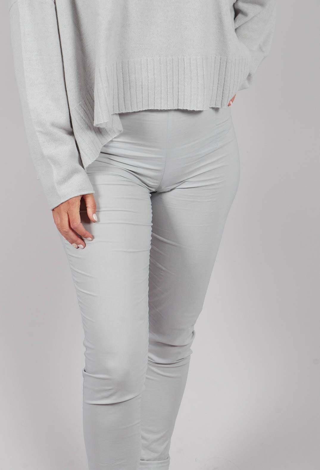 Pull On Slim Leg Trousers in Light Grey - 3630101