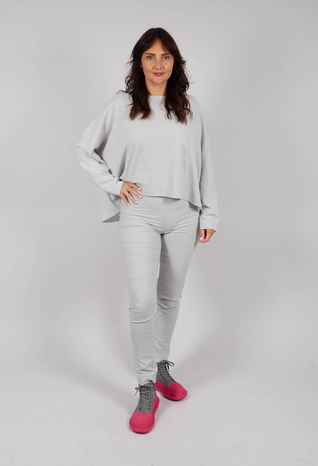 Pull On Slim Leg Trousers in Light Grey - 3630101
