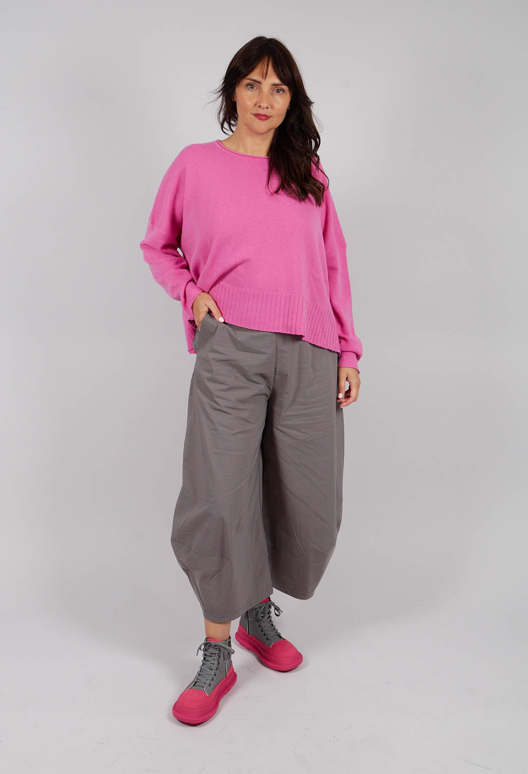 Pull On Balloon Leg Trousers in Dark Grey - 3630104