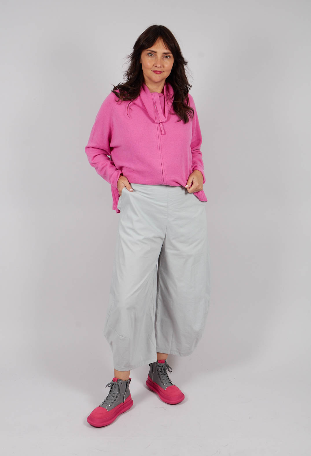 Pull On Balloon Leg Trousers in Light Grey - 3630104