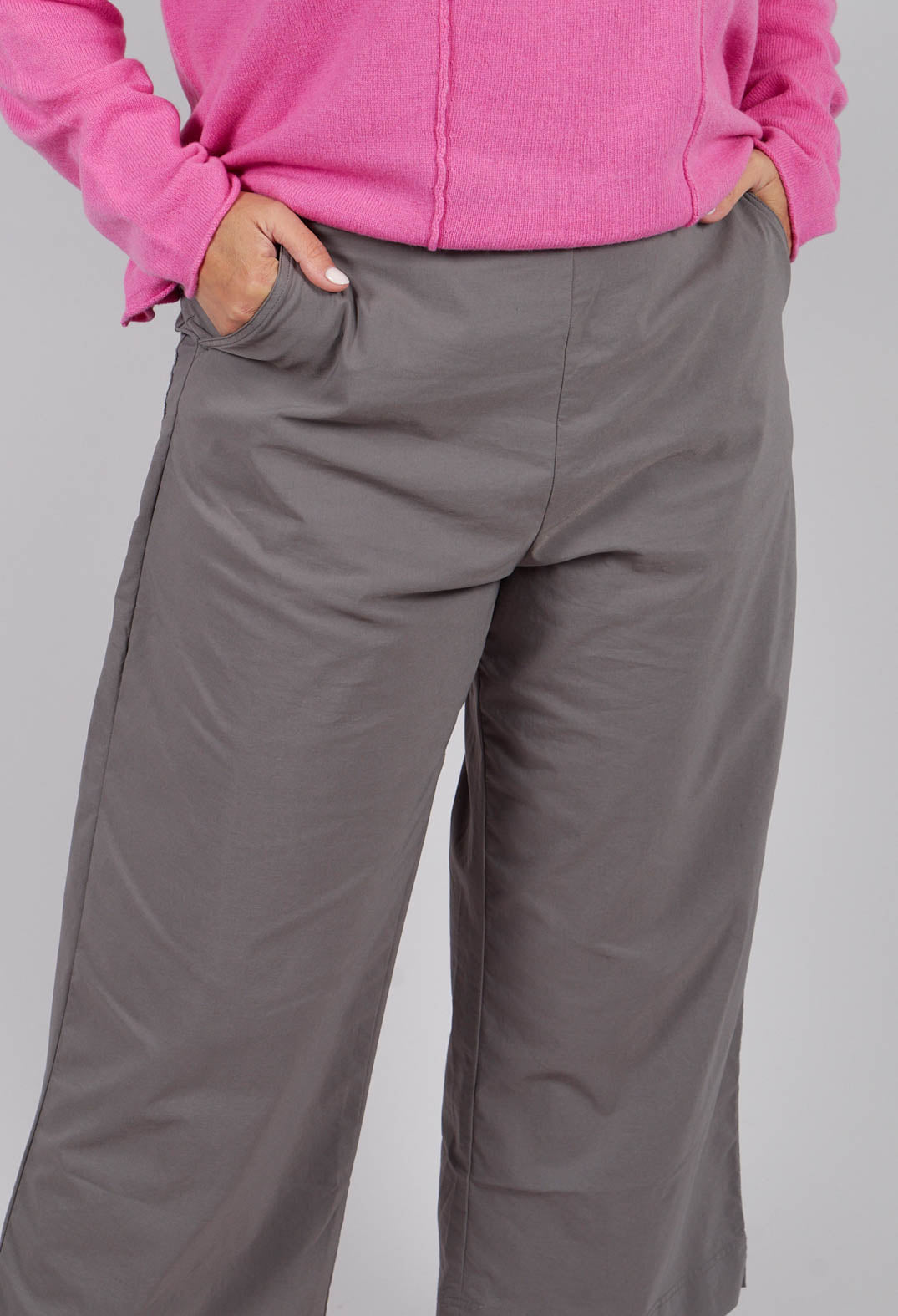 Pull On Straight Leg Trousers in Dark Grey - 3630105