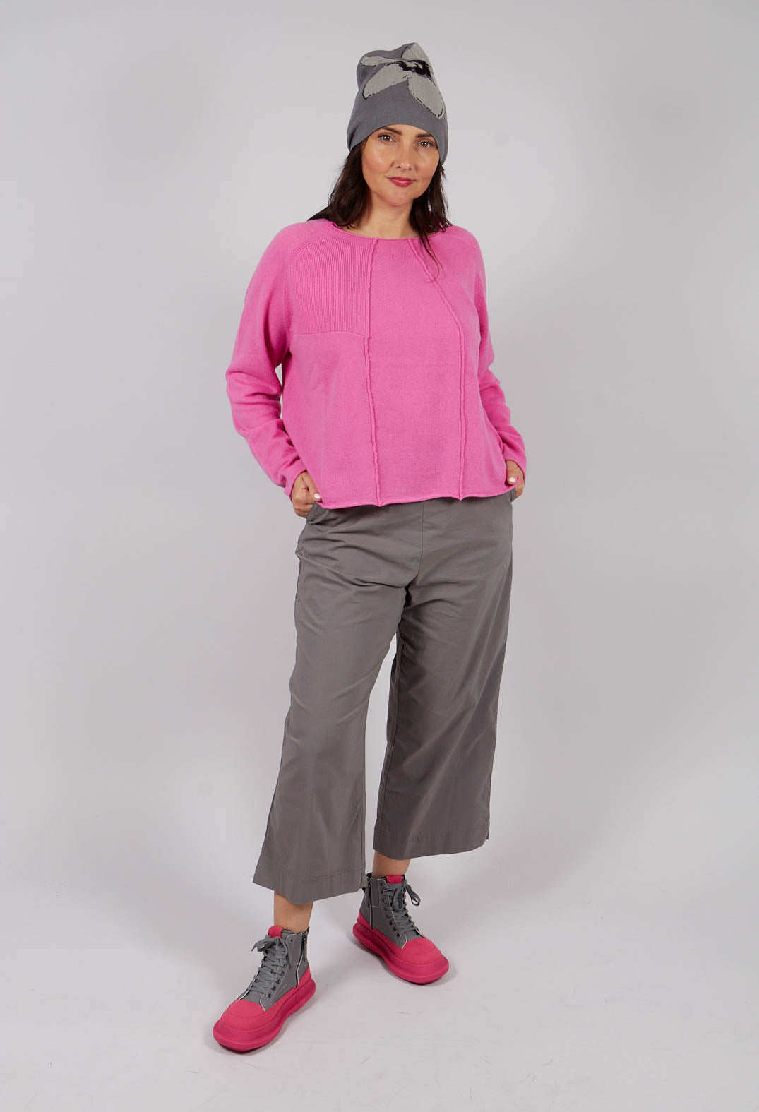 Pull On Straight Leg Trousers in Dark Grey - 3630105