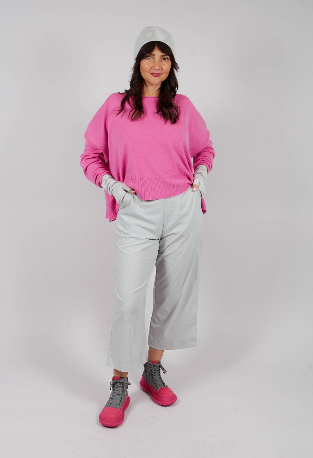 Pull On Straight Leg Trousers in Light Grey - 3630105