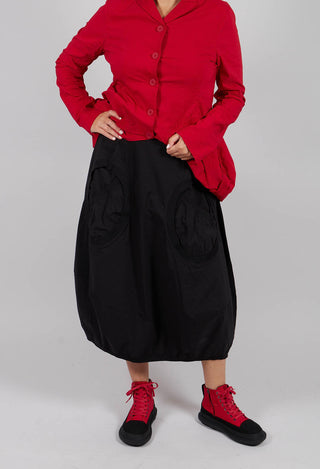 Tulip Skirt with Circular Pockets in Black - 3630308