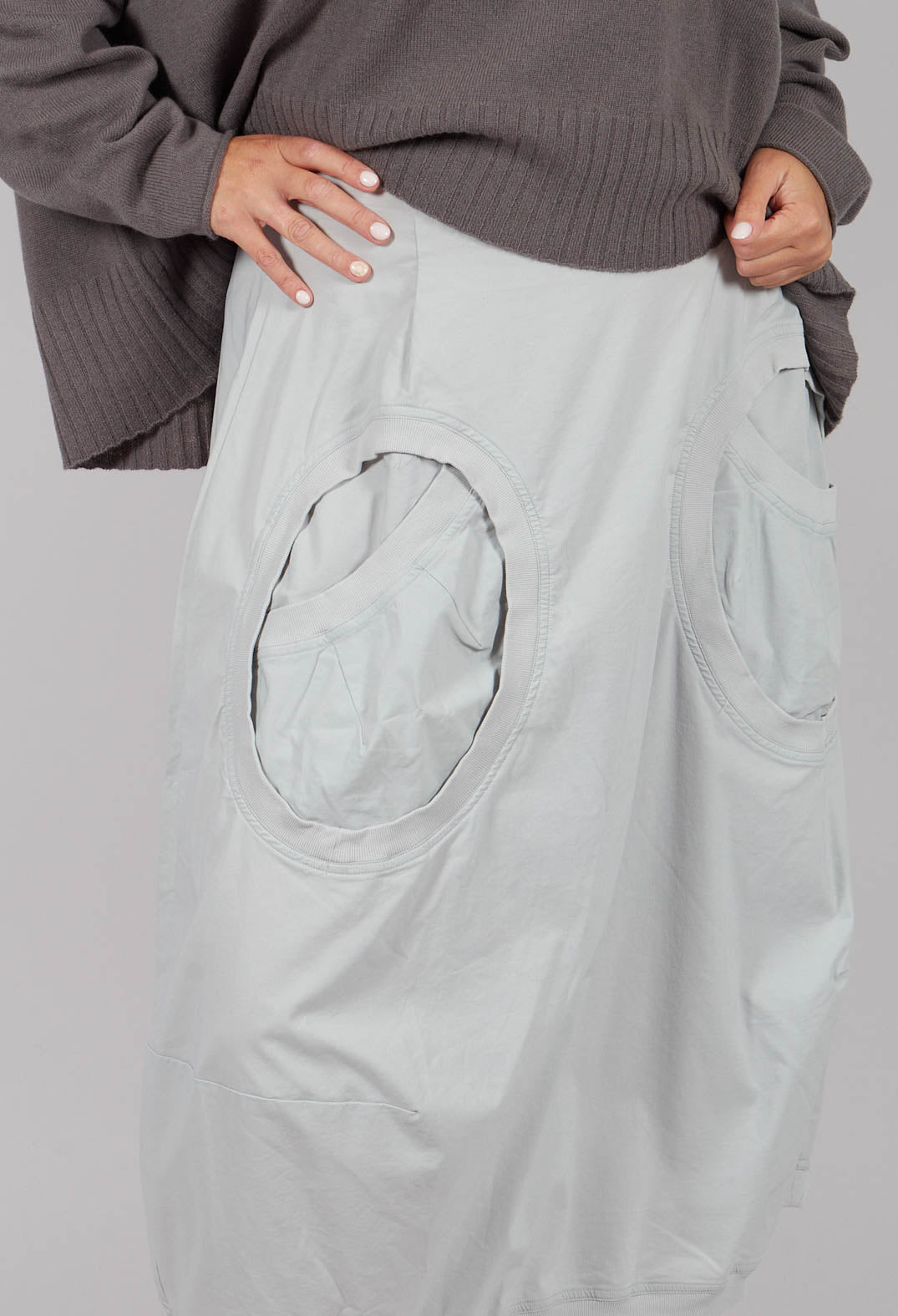 Tulip Skirt with Circular Pockets in Light Grey - 3630308