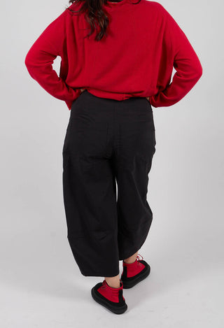 Balloon Leg Trousers with Circular Pocket Detail in Black - 3630109