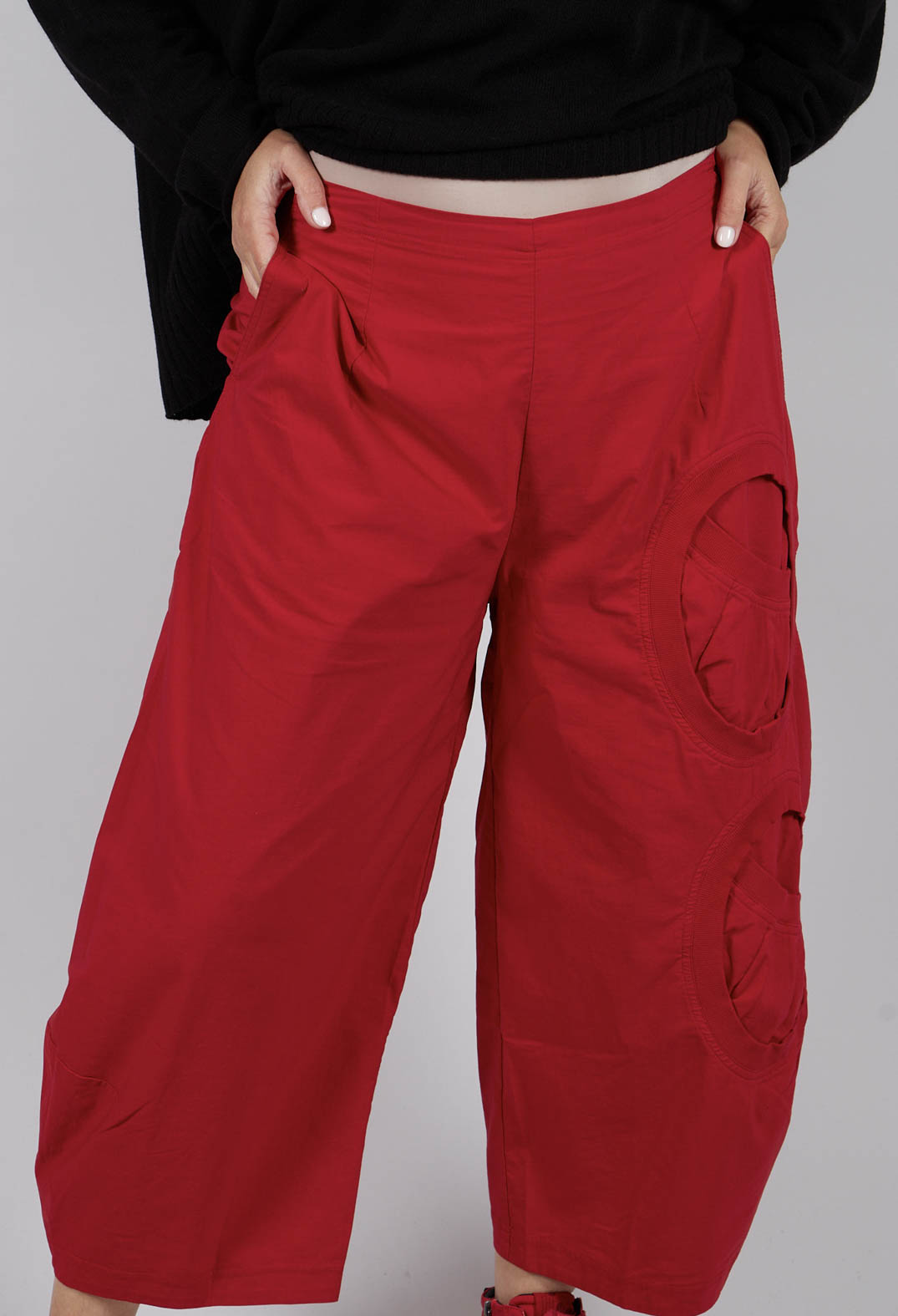 Balloon Leg Trousers with Circular Pocket Detail in Rose - 3630109