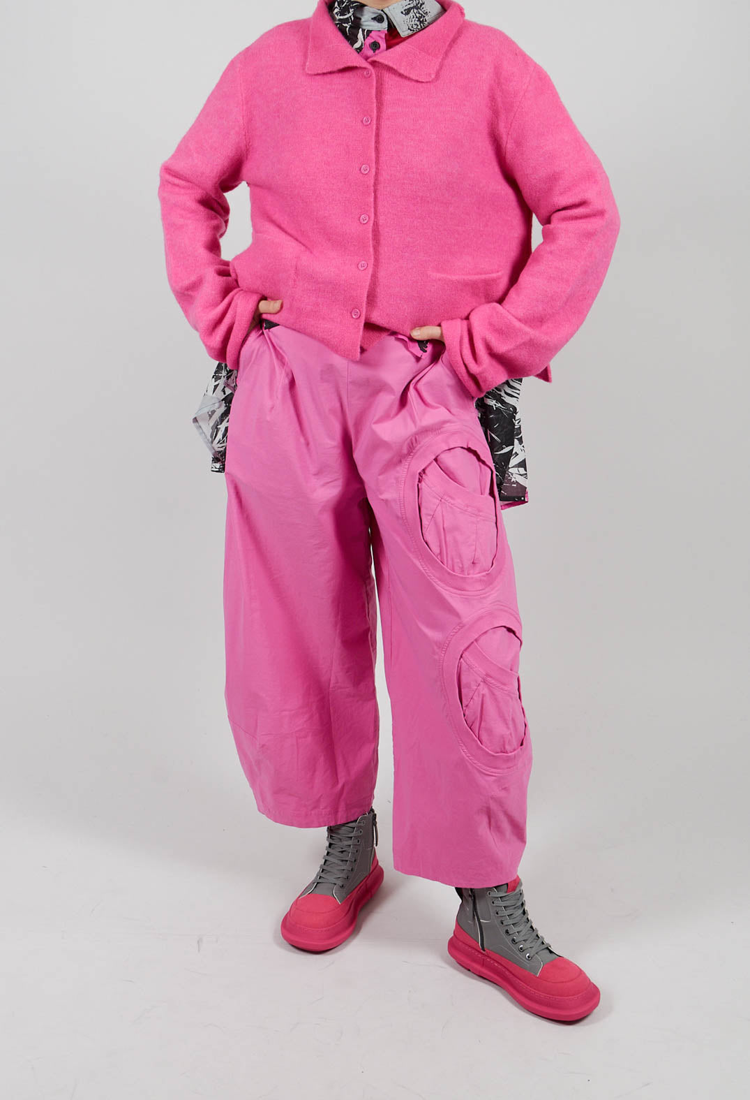Balloon Leg Trousers with Circular Pocket Detail in Lily - 3630109