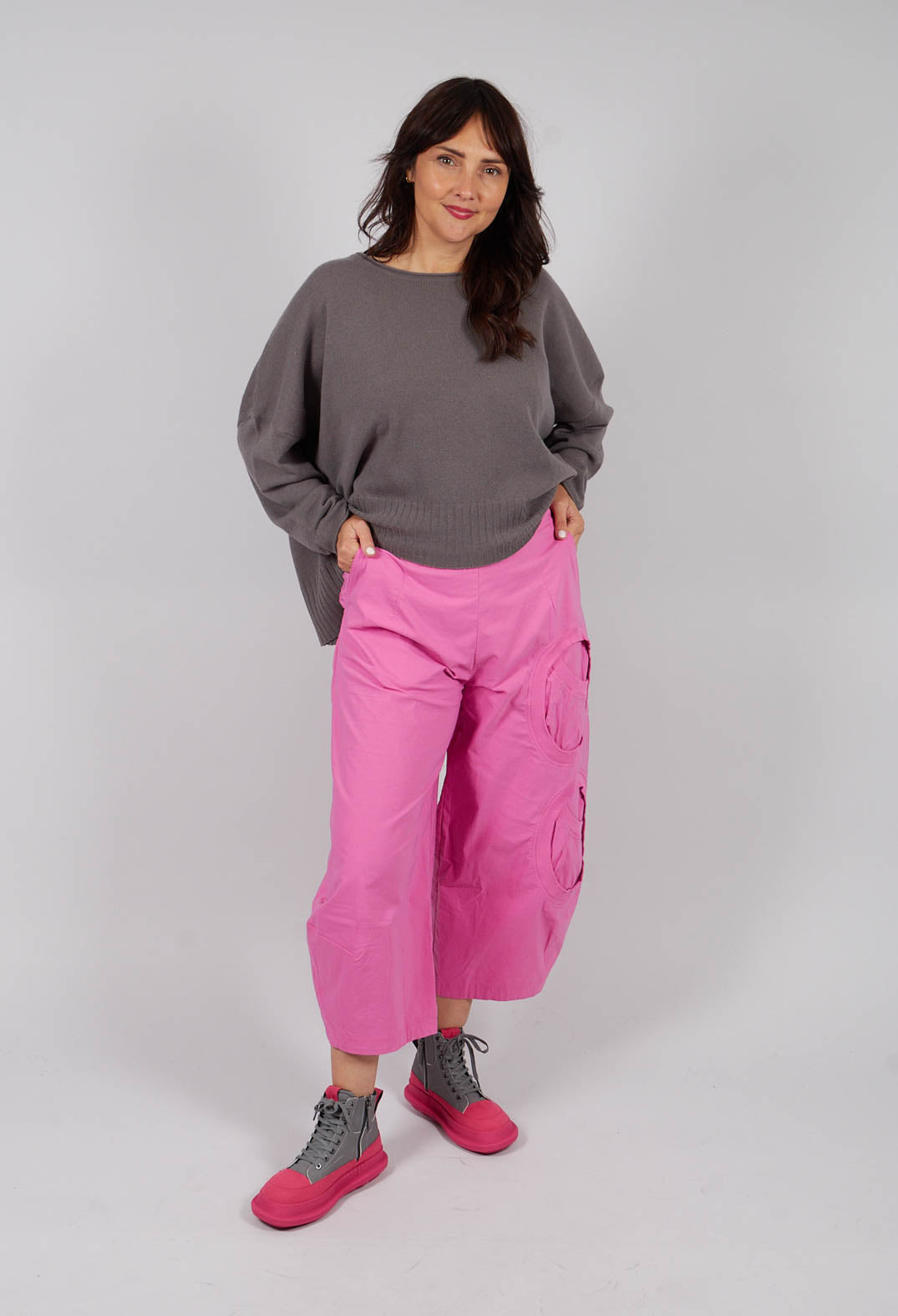 Balloon Leg Trousers with Circular Pocket Detail in Lily - 3630109