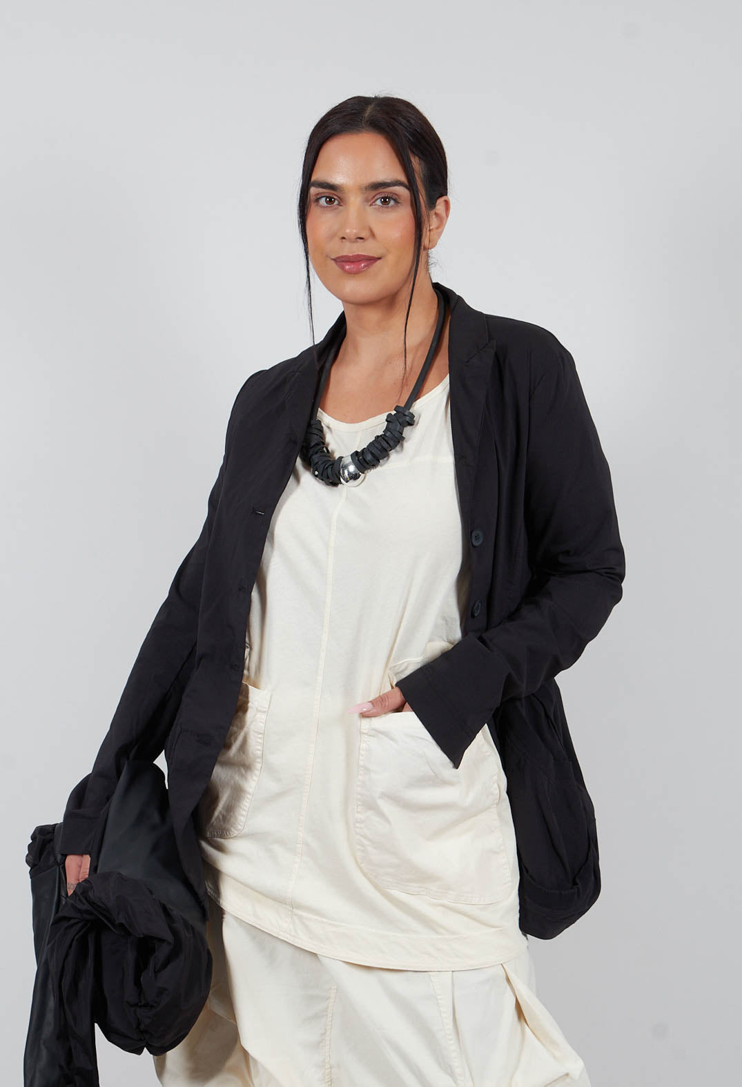 Jacket with Circular Pockets in Black - 3631111