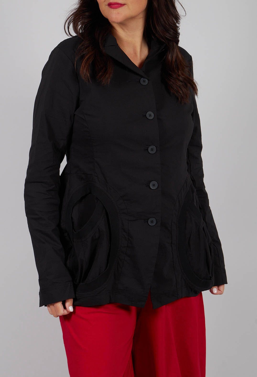 Jacket with Circular Pockets in Black - 3631111